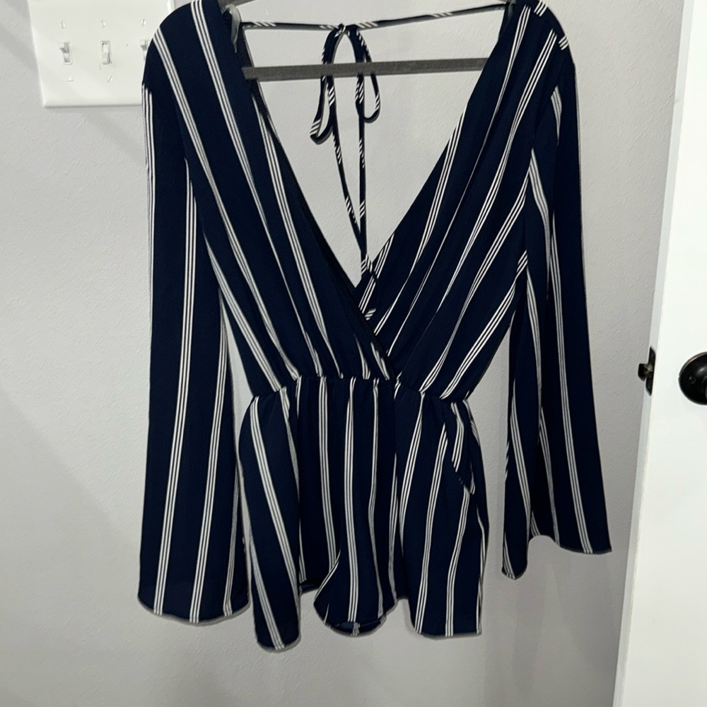 Sadie & Sage Navy Striped Romper